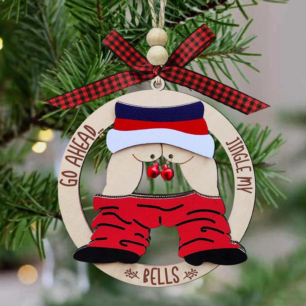 Go Ahead, Jingle My Bells" Wood Hanging Ornament For Christmas Tree Decoration