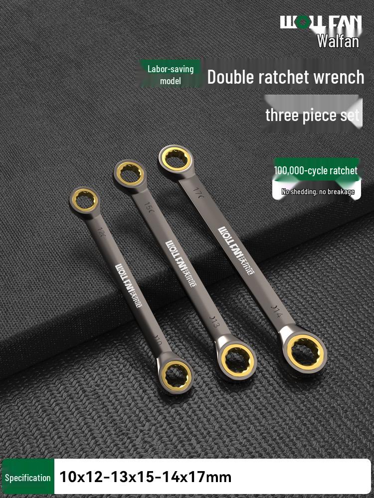 Dual-Ended Ratchet and Flower Wrench Set: Labor-Saving, Quick Two-Way Wrench Tools for Auto Repair (Sizes 8-27).