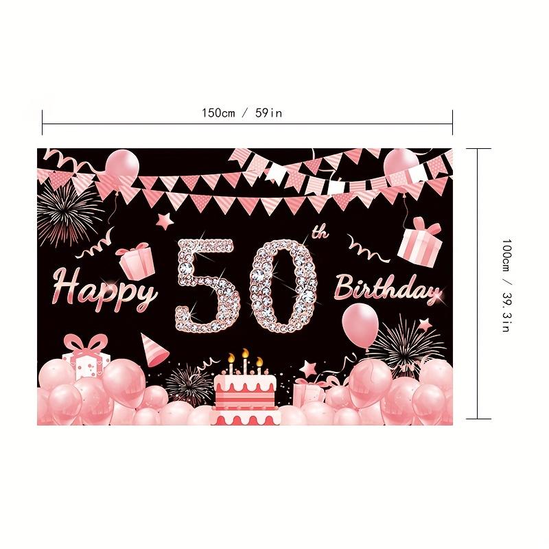 Rose Gold 50th Birthday Banner Background 50th Birthday Party Supplies Photography 130X150cm розовый