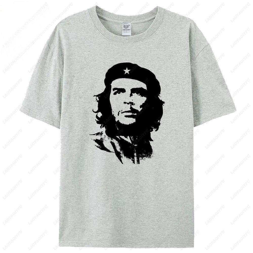 T-shirt Oversize Vintage Silhouette Che Guevara T-shirt Graphique Révolutionnaire Rétro Streetwear Punk Haut en Coton Lourd