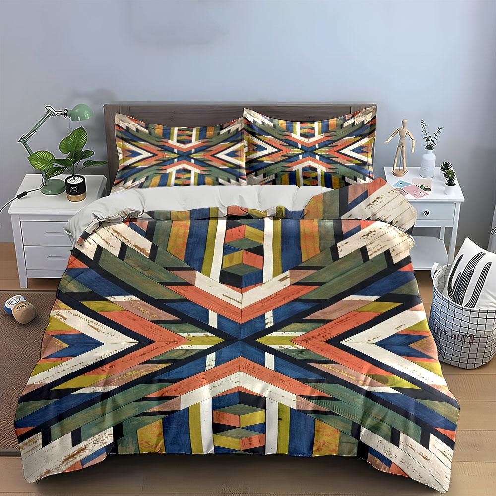 Geometric Colorful Chevron Pattern. Bedding Sets Duvet Cover Sets Duvet Covers Pillowcases(1 * Duvet Cover 2 * Pillowcases Without Duvet Insert)