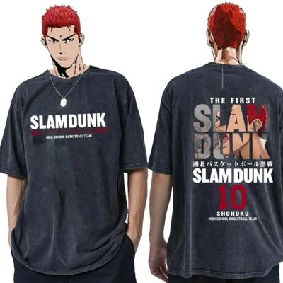 Sakuragi Blossom Road Short Sleeve Akagi Harukowashed Cotton T-Shirt Couple SLAM DUNK Summer Loose Cotton Unseix Oversize Top