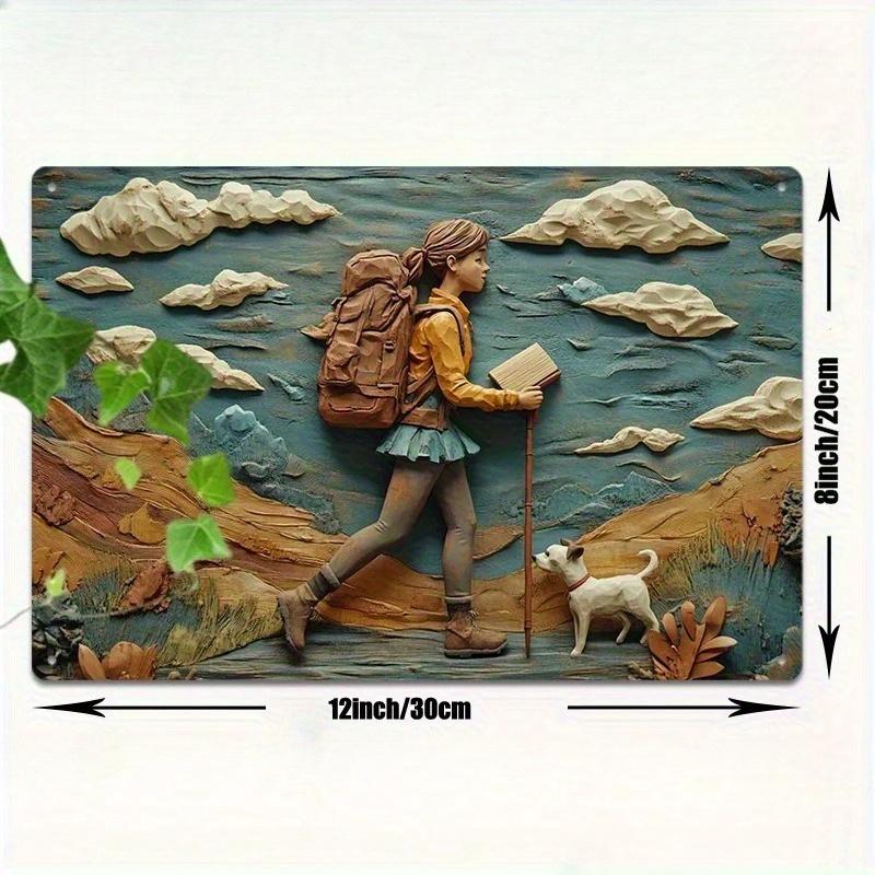 

2d Плоский 30*20см, Чарівна Дівчина-Туристка Дерев яний Настінний Декор, Вінтажна Дерев яна Табличка для Спальні, Їдальні та Декору Біля Озера, для Дому, Кухні, Спальні. 30*20cm