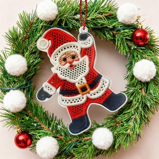 Yousheng Christmas Ornaments 2D Acrylic Snowman Santa Claus Hanging Ornament with Stitching Texture for Winter Holiday Tree Decor