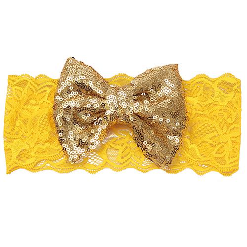 Barn Baby Girl Paljett Spets Bowknot Hårband Blinkande Turban Pannband Pannband