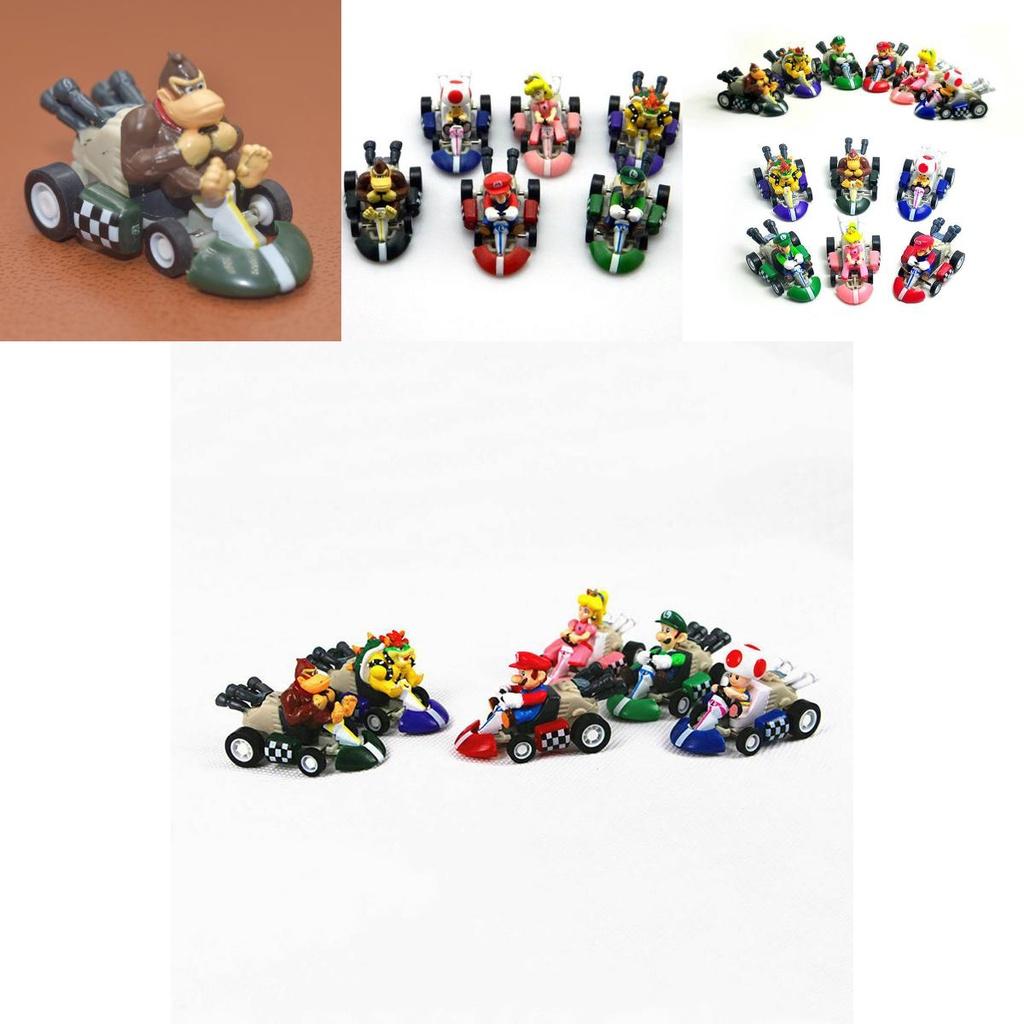 Super Mario Bros Kart Rückziehauto Actionfigur Set 6 Stück Bunte Sammlerstücke