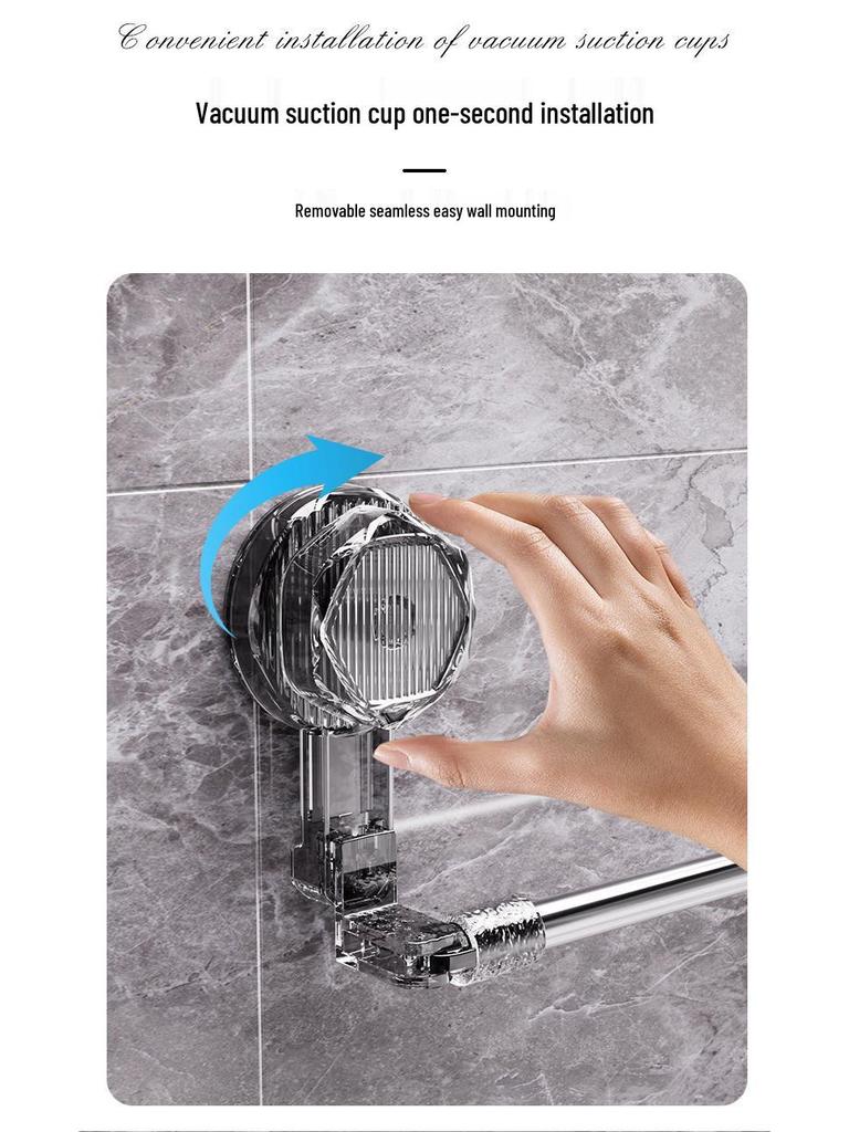 No-Drill Telescopic Suction Cup Towel Rack for Bathroom Storage
