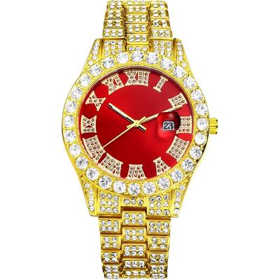 Men's Analog Quartz Watch with Calendar, Waterproof, Diamond Accents, Fashion Accessory