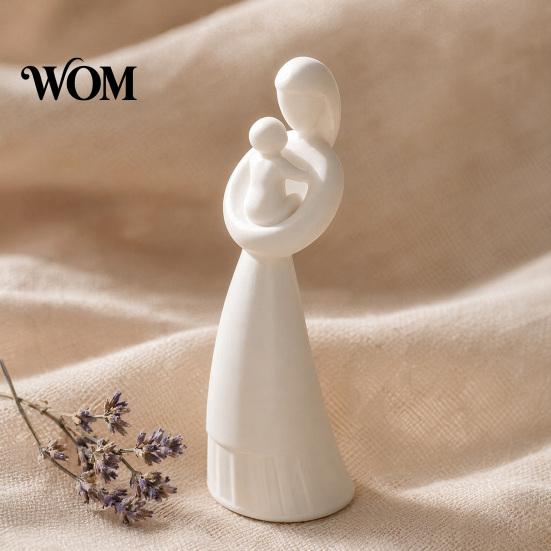 Parent Child Embracing Statue 3D Printed Mother and Sculpture, Matte White Abstract Embrace with Healing Home Atmosphere Decor Anti-Tipping