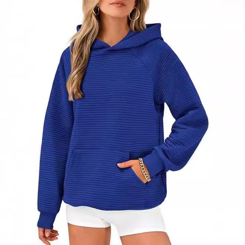 2025 Fashion Striped Loose Long Sleeved Hooded Sweater Women Autumn and Winter Casual Simple Office Sweatshirt Hoodie Elegant Loose Women's Clothing