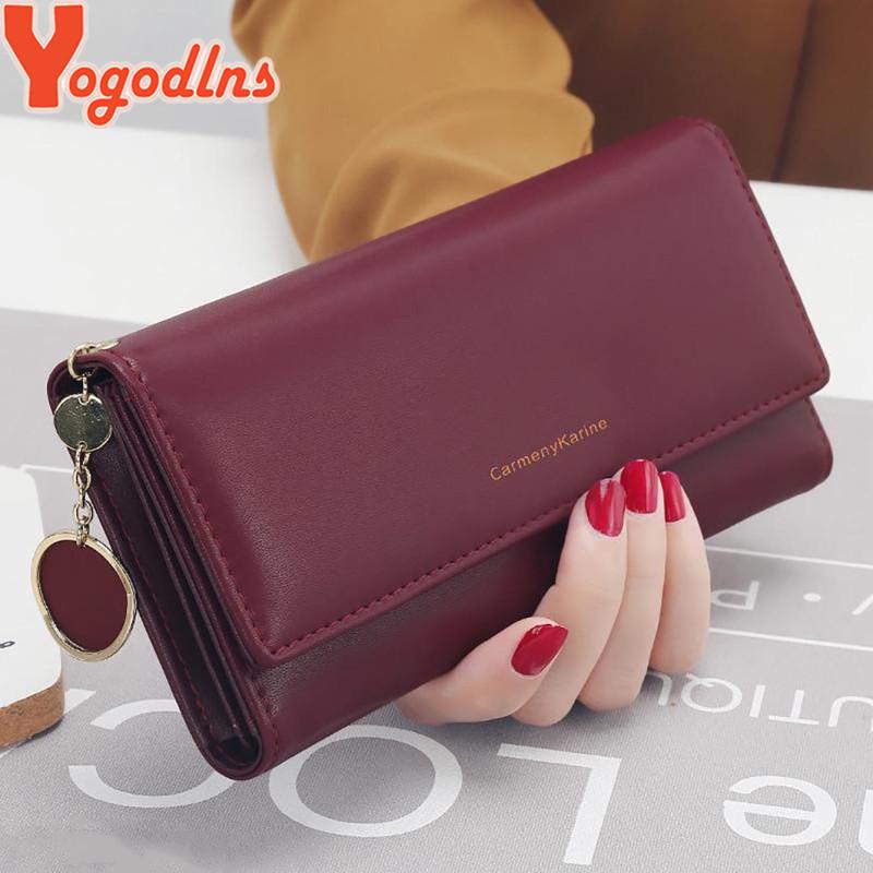 Yogodlns Lässiges langes Portemonnaie für Damen mit Anhänger PU-Leder Handtasche Mehrschichtige Clutch Einkaufs-Damen-Geldbörse Handy-Kartenhalter-Portemonnaie