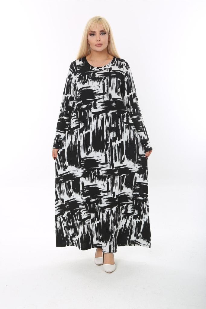 Damen Große Größen Kleid Plus Size Langarm (Geeignet für Hijab) Langes Kleid aus gekämmter Viskose