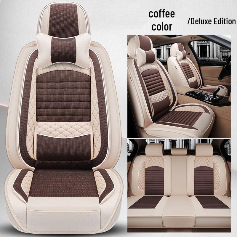 Universal Full Surround Linen Car Seat Cover and Cushion