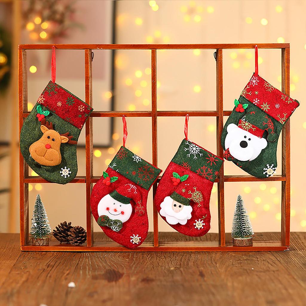 Retro Christmas Socks Gift Bag Christmas Candy Bag Stereo Gift Socks