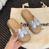 Thick-soled one-word slippers for women's summer wear, new with skirts, casual seaside beach cool slippers
