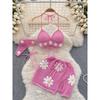 Seaside Vacation Style Bikini Small Flower Milk Sweet Three-Piece Suit