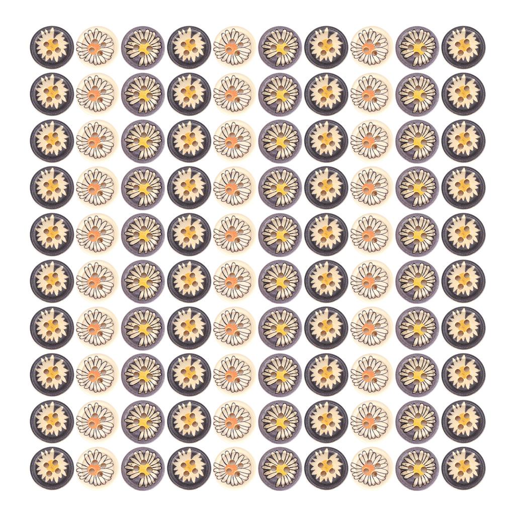 100Pcs Button Natural Colorful Wooden Little Daisy DIY Clothing Decorative Accessories 15mm