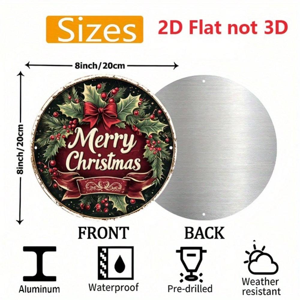 Vintage Merry Christmas Wreath Metal Tin Sign Wall Art Home Decor