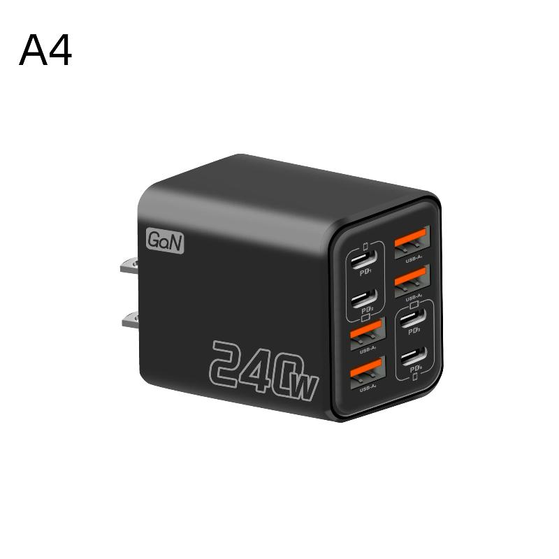 1Pcs 8 In 1 Fast Charging Phone Charger Power Adapter 240W Gan Usb C Charger Type C Eu/Us/Uk Plug Wall Charger For Phone