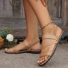 Flat Sandals for Women 2024 New Summer Retro Casual Versatile Vacation Beach Shoes Fashion Comfortable Roman Sandals for Women