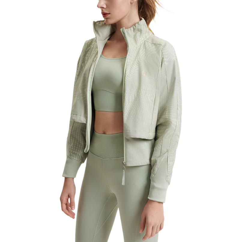 FILA Fitness Logo Loose Fashion Versatile Stand Collar Cotton Jacket Women jackets Light-Green A11W511903F-ZA