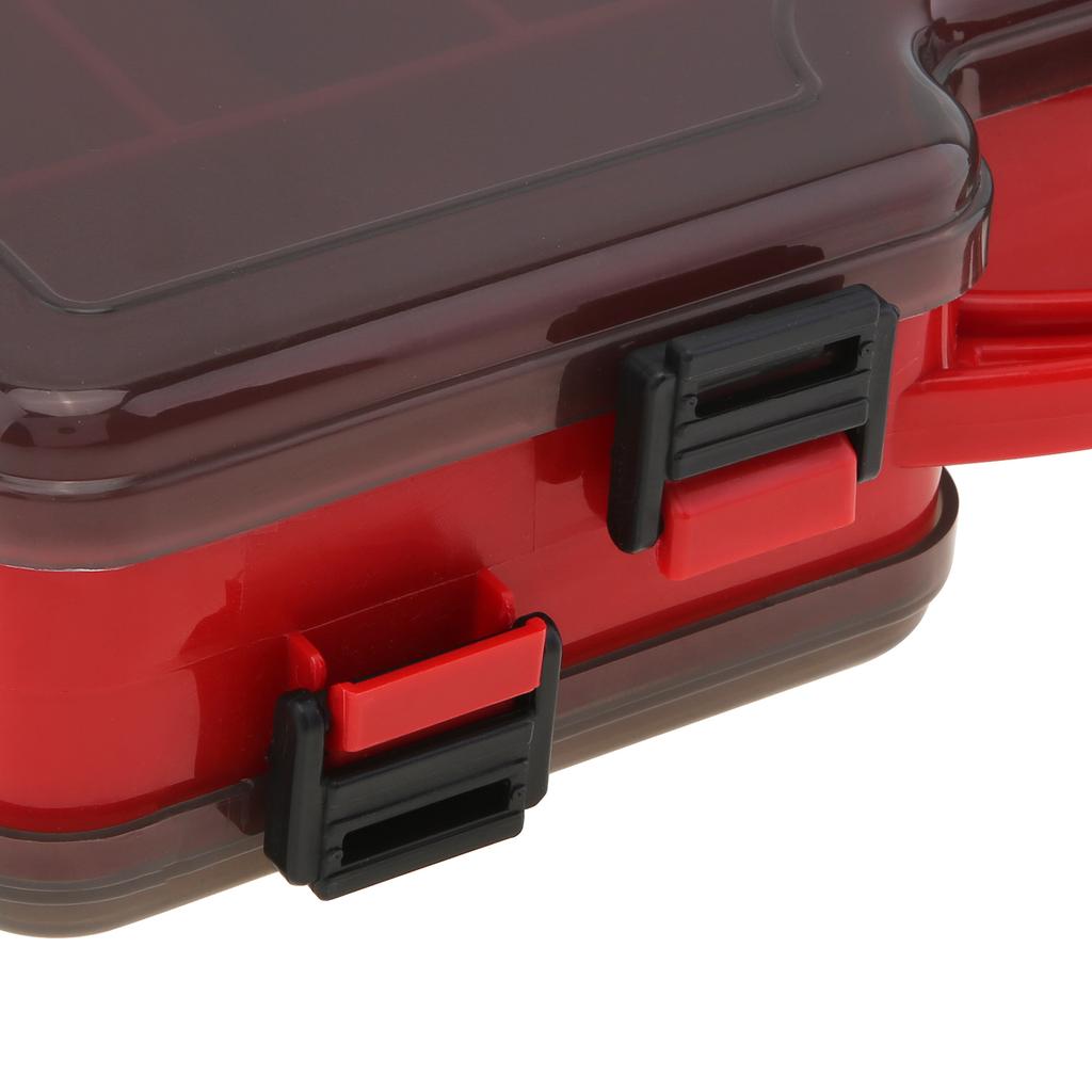 Tragbare doppelseitige Aufbewahrungsbox für Angelgeräte aus rotem Kunststoff mit 44 Fächern