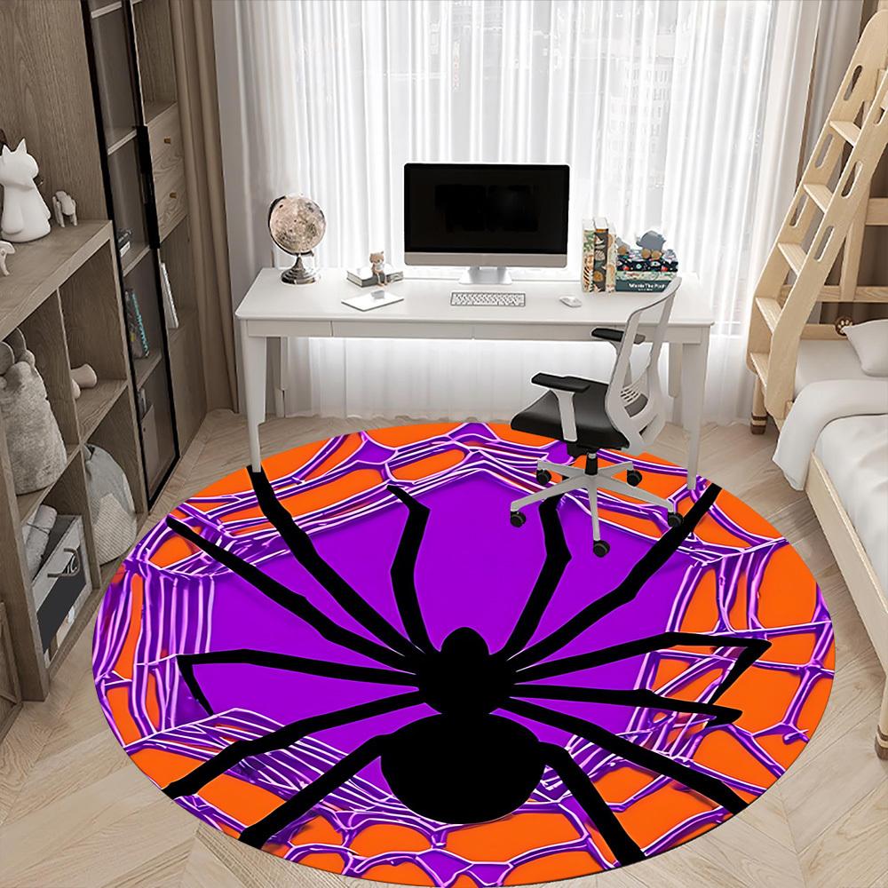 1pc Spider Web Office Round Area Rug, Indoor Mat Suitable ForOffice, Under Office Chairs Bedroom Living Room Home Decor T151