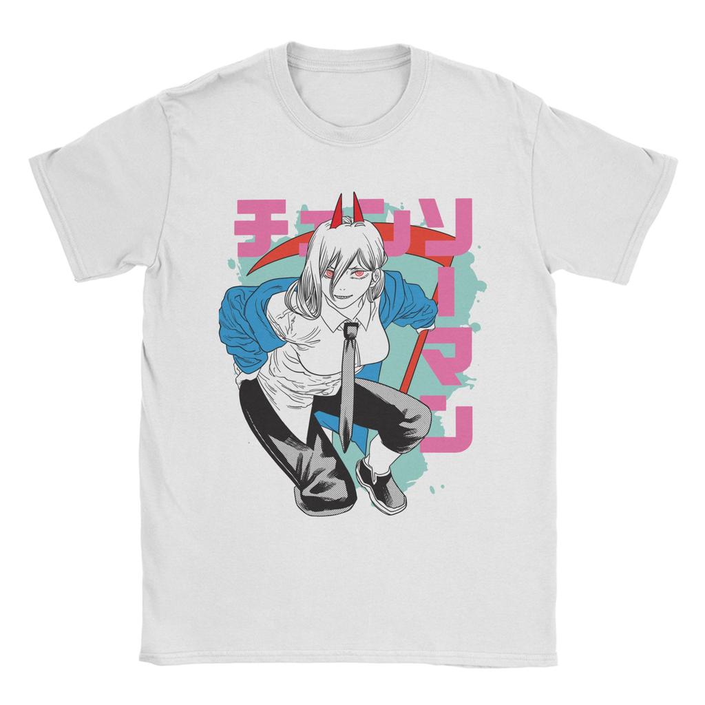 Power Chainsaw Man T-Shirt Men Anime Funny Pure Cotton Tees Crew Neck Short Sleeve T Shirt Graphic Clothing