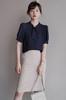 Short Clean [H. Zroy] Shirts, Blouses, Women's Tops, Chiffon, Ribbon, Summer, Sleeves, Plain, Elegant, Office, Slimming, Stylish, OL, Commuting,
