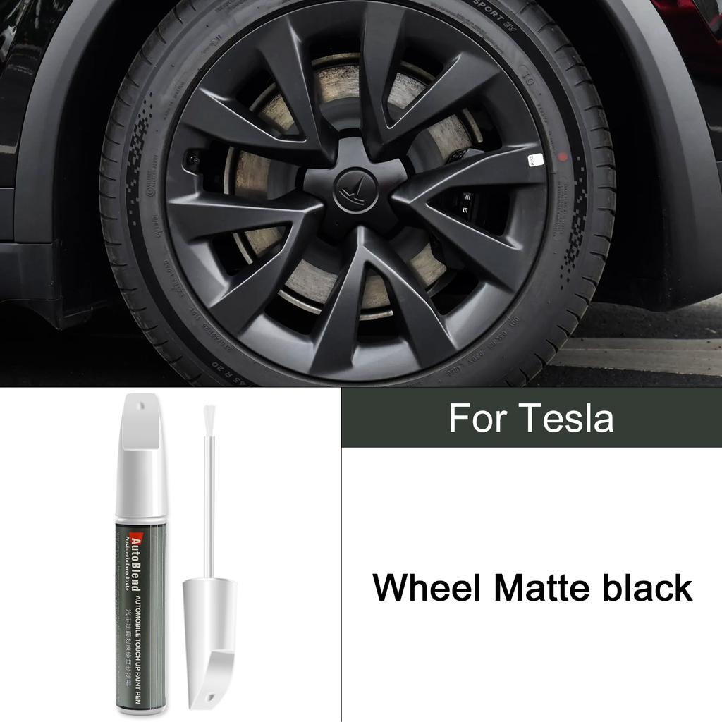 For Tesla Model 3 Y X S Car Scratch Removal and Touch-up Pen Wheel Hub Paint Repair Pen Clear Coat Stealth Gray Solid Black