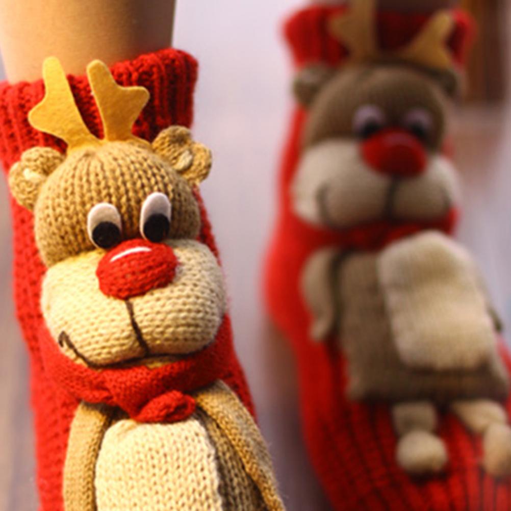 Christmas Floor Socks Non Slip Knit Sweater Socks Winter Thick Warm Socks Cartoon 3D Cute Animal Socks Funny Household