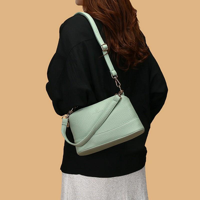 

Сумки женские модные многослойные женские сумки с несколькими молниями сумка-мессенджер на одно плечо мягкая ручная сумка светло-зеленый