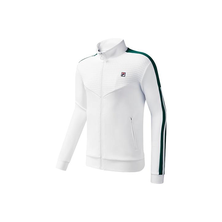 

Fila Атлетика Логотип Письмо Принт Цветной блок Спортивный трикотаж Куртка тренера Мужские куртки Нефрит-Белый A11M113501F-WT M