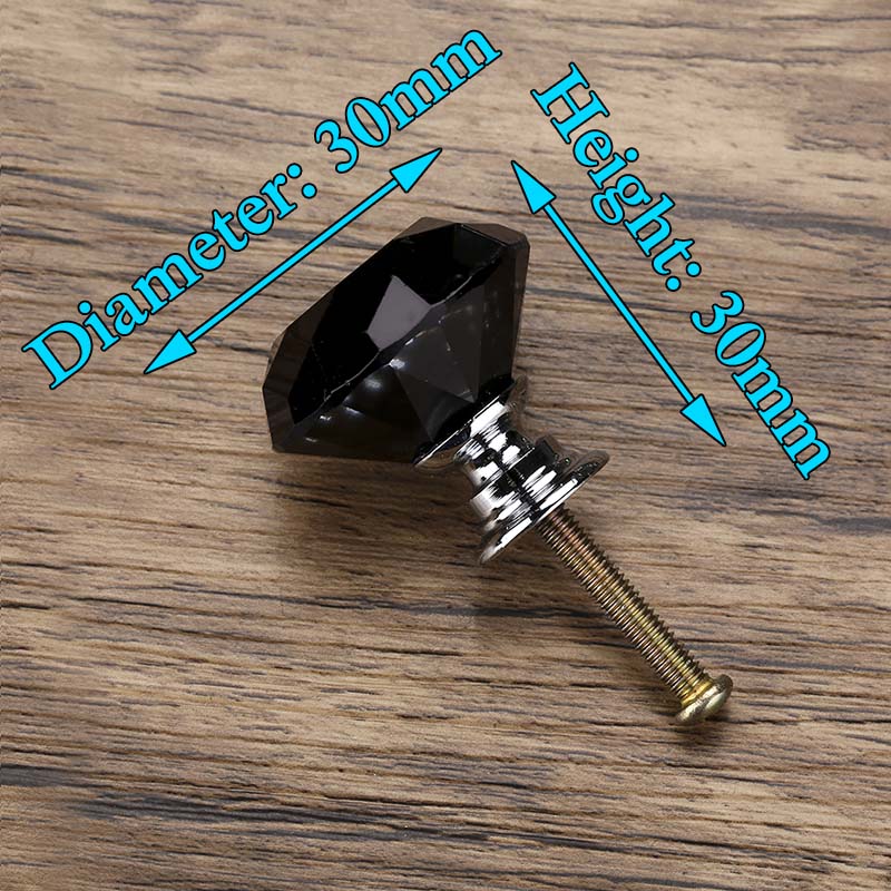 KAK 30mm Diamond Shape Design Crystal Glass Knobs Cupboard Pulls Drawer Knobs Kitchen Cabinet Handles Furniture Handle Hardware