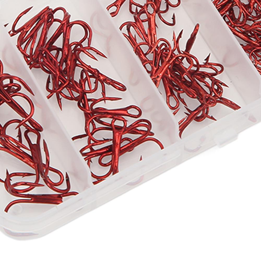 100PCS High Carbon Steel Treble Fishing Hooks Strong Sharp Fishing Hooks Kit Saltwater Fishing