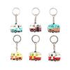 Cartoon RV Shape Keychain, Contrasting Color Keyring Accessories for Travel Trailers, Enameled Metal Retro Camping Car Keychain