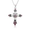 Bohemian Crystal Diamond Cross Pendant Necklace – European & American Holiday Jewelry for Women