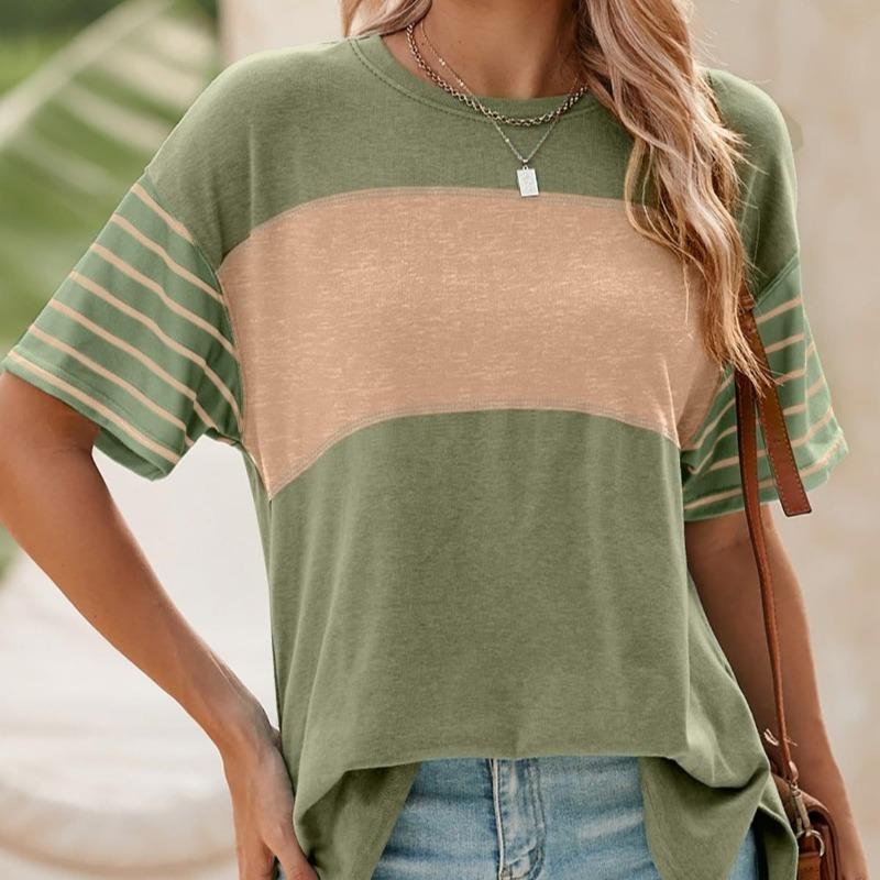Summer New Round Neck Casual Loose Women's T-shirt Fashion Simple Short Sleeve T shirts for Women Elegant Slim Fit Office Lady Tee Tops 26648