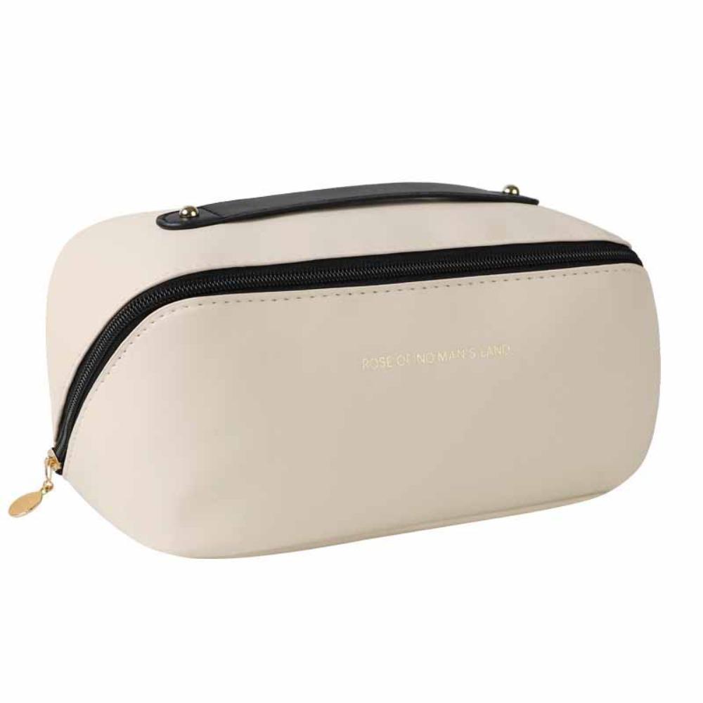

Zipper PU Leather Cosmetic Bag Detachable Travel Wash Bag Fashion Pillow Makeup Pouch Female/Girls Black(Style B)