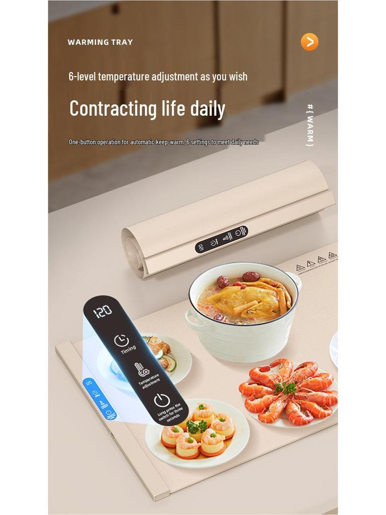 Flexible Silicone Food Warmer: Foldable Heat Preservation Pad for Hot Dishes