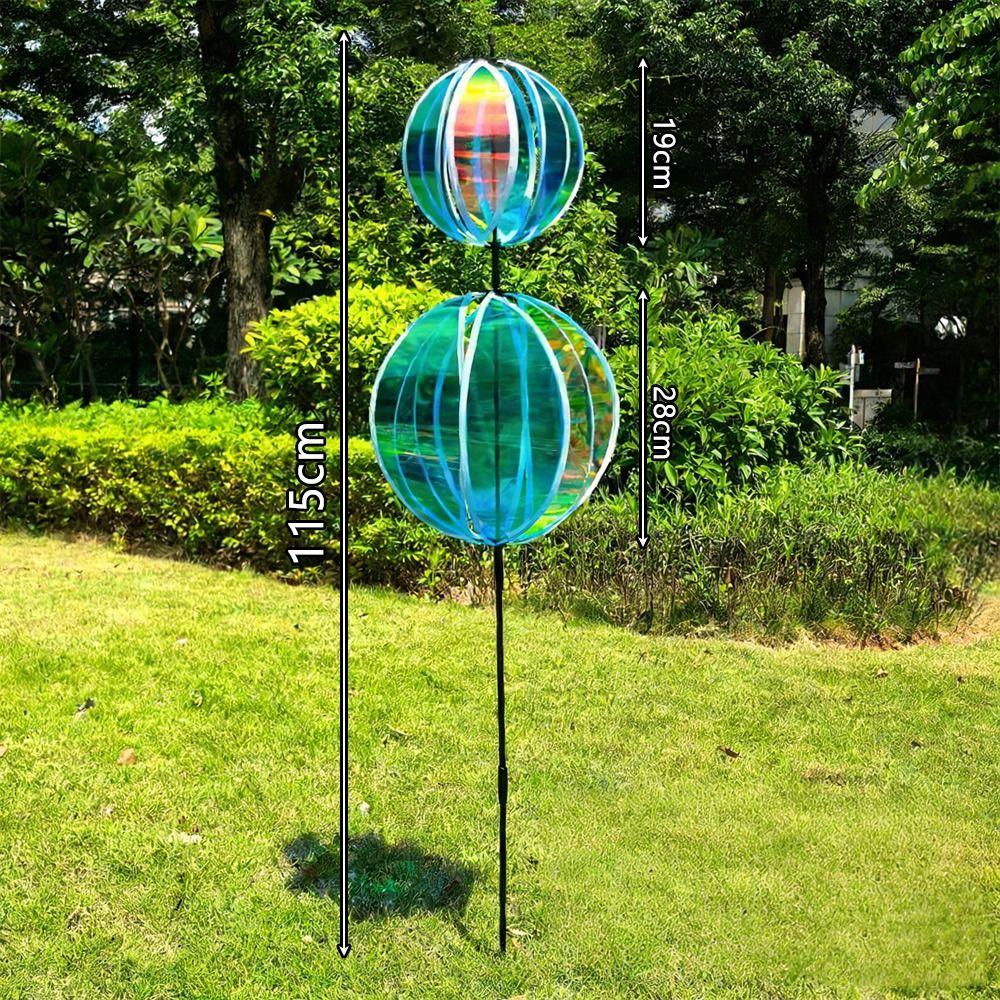 Sprankelende Streep Reflecterende Tuinmolentjes Regenboogkleur Met Paaltjes Windmolen Roterende Bol Kleurrijke Folie Wind Roterende Bol