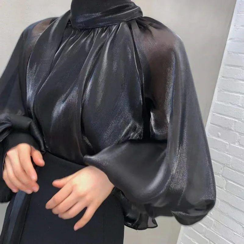 Elegant Style Blouse Women Hot Sale All-Match Solid Color Bl