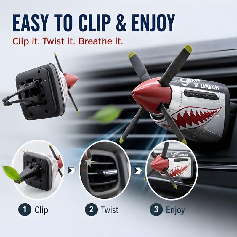 Car Air Outlet Clip Diffuser Accent with Aircraft Inspired Shape, Replaceable Scent Tablet Shell for Cabin Styling