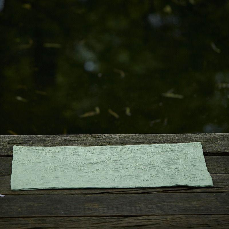 

New Chinese Style Tea Table Coaster Embroider Jacquard Tea Mat Zen Classy Fabric Tea Table Cloth Tea Mat Tea Ceremony Utensils For Home Green 26*60