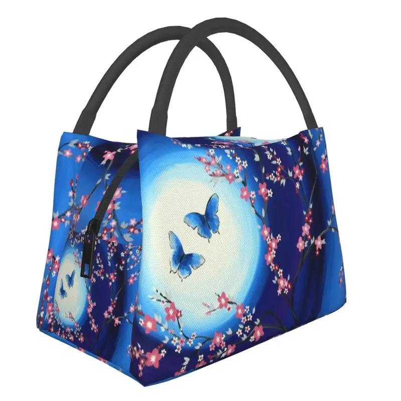 Cherry Blossom Insulated Lunch Tote Bag for Women Sakura Cherry Blossom Cherry Portable Thermal Cooler Food Lunch Box Travel