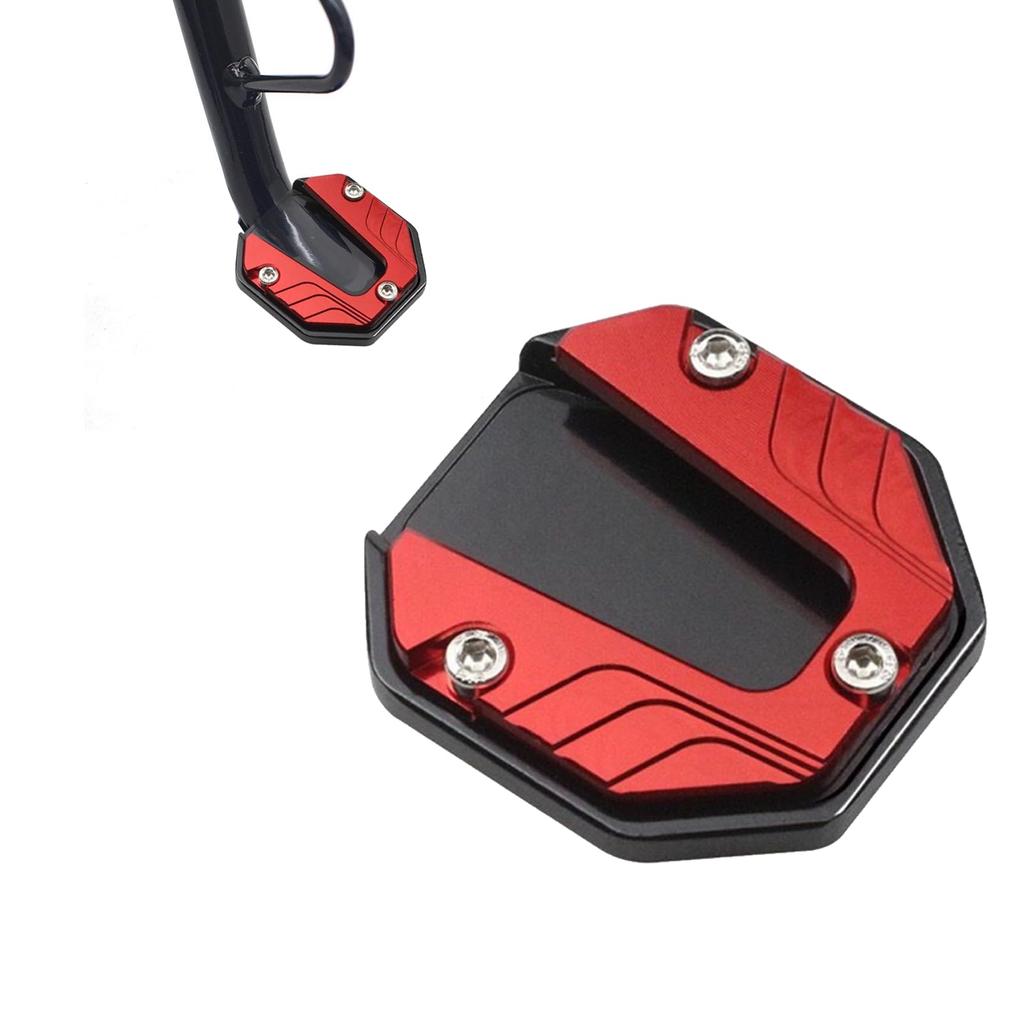 FineGood Motorcycle Alloy Side Stand Plate, Universal Extension Bracket for Kickstands, Amplifiers, and Yamaha Honda (Red)