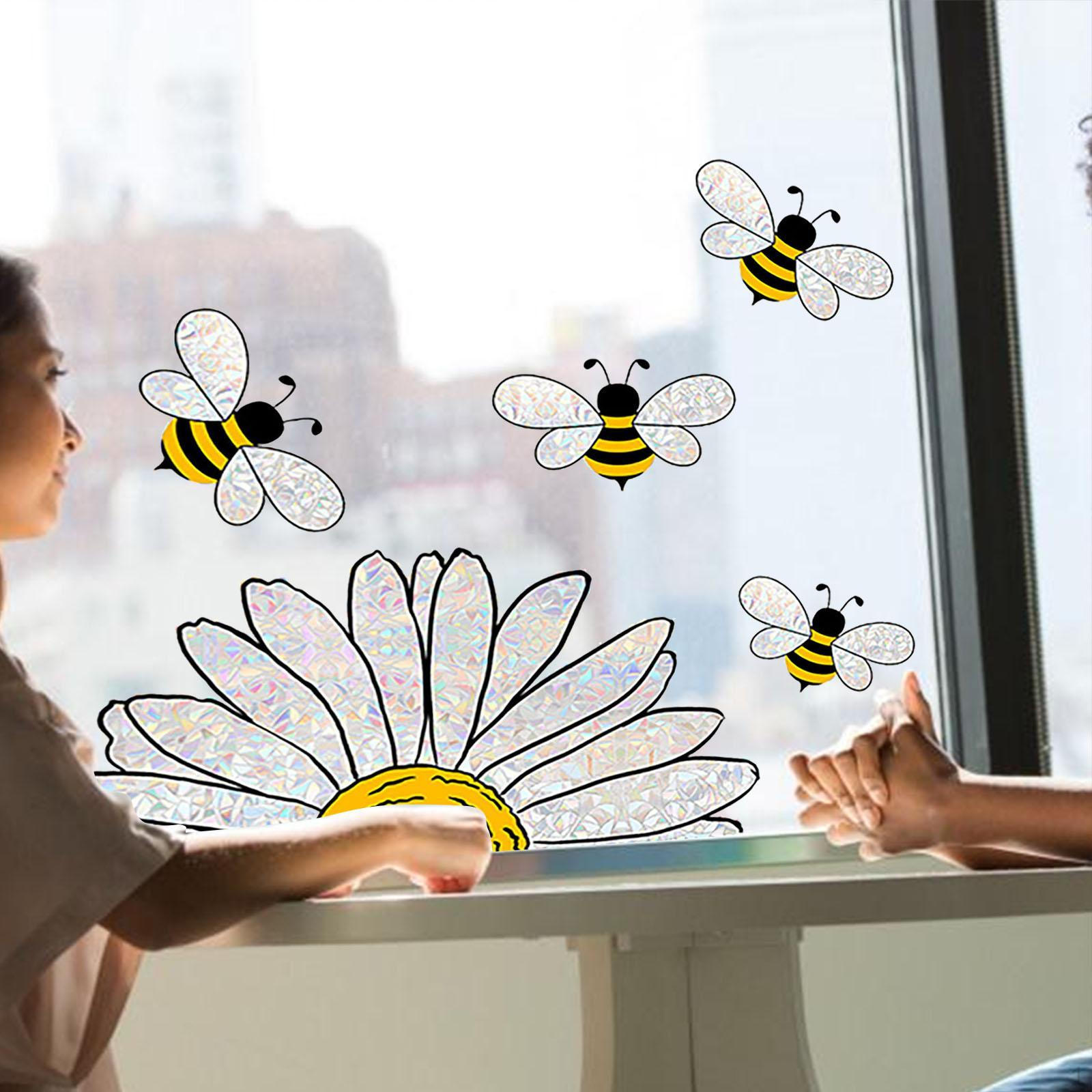 

Bee Window Clings Floral Stickers Doors Creative Sunflower for Home