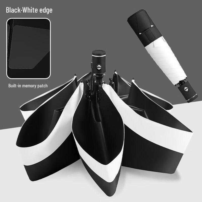 Lightweight Easy-Fold Color-Blocked Sun/Rain Umbrella
