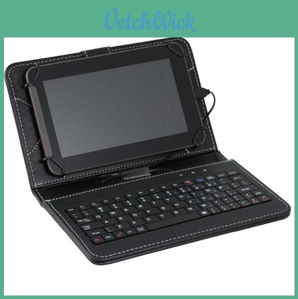 Universal 7-inch Tablet Pc Keyboard Flip Stand Case With Premium Pu Leather Protection