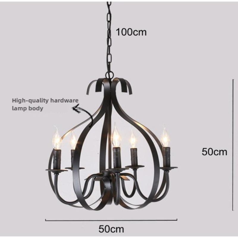 Industrial Retro Five-Head Iron Candle Chandeliers for Living Room, Dining Room  and Bar